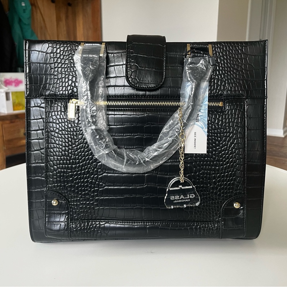 Glass Handbag “BOSS LADY SATCHEL” in Black.